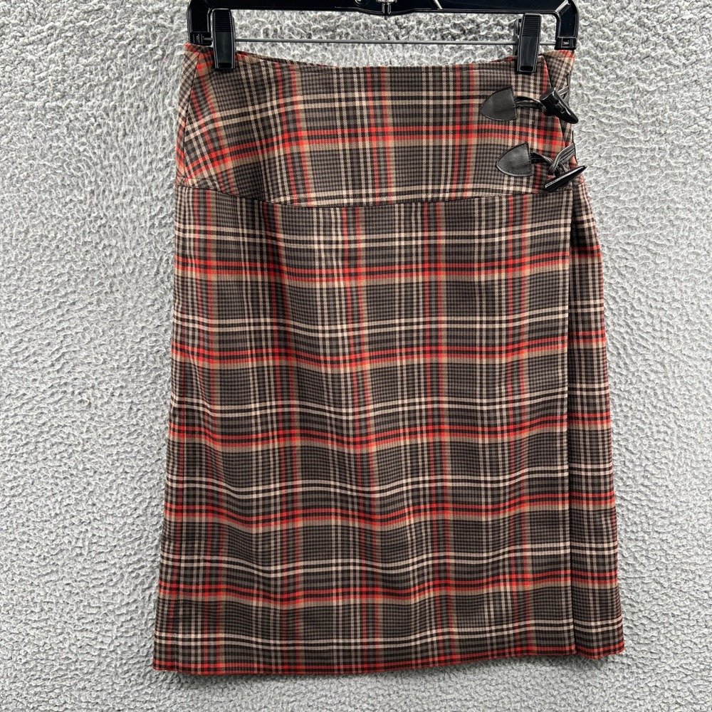 Plaid Wrap Skirt 8 Toggle Detail Lined Preppy Dark Academia Schoolgirl Heritage